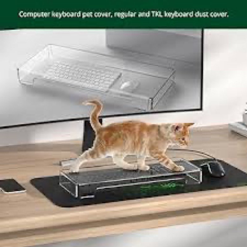 BOSSCASA Acrylic Computer Keyboard Cover, Mechanical Keyboard Dust Cover PC Keyboard Cat Protector, 