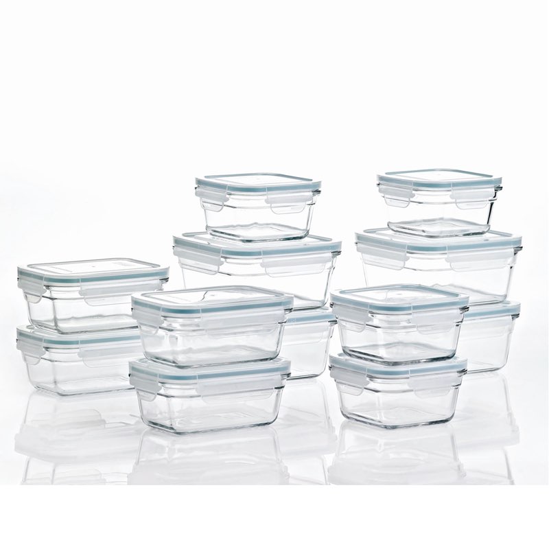 glasslock 24 piece oven microwave safe glass food storage containers set w/ lids