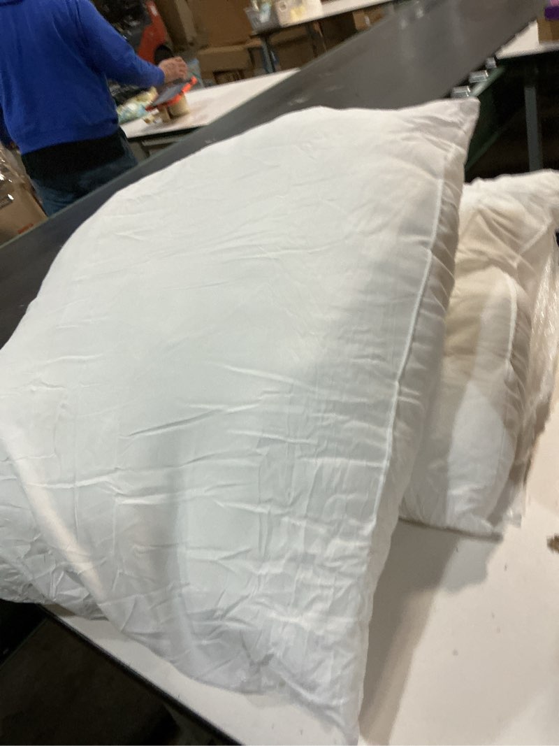 Condition photo showing As Is for Bed Pillows for Sleeping 2 Pack, Queen Size Pillows Set of 2, Down Alternative Filling, Fluff by Patting Pillow for Back, Stomach or Side Sleepers Grey Gray Edge(2pack) Queen