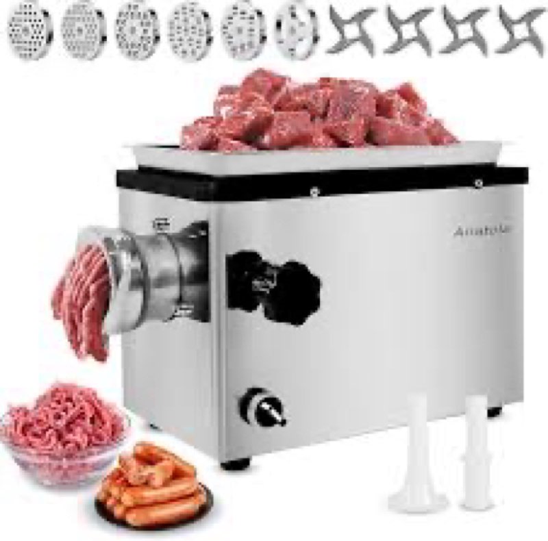 anatole commercial electric meat grinder 1.8 hp 1300 w heavy duty meat bones mincer stainless steel 