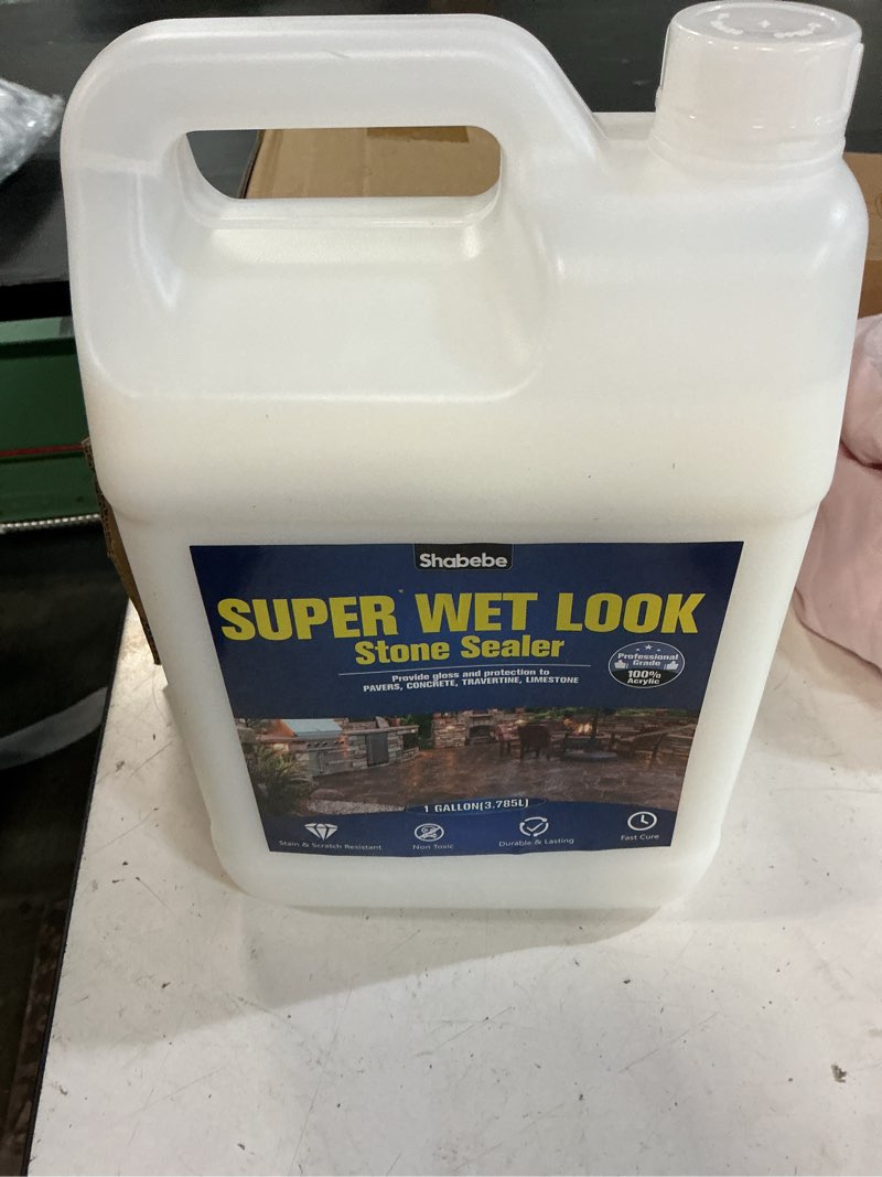 Condition photo showing New/Like New for super wet look stone sealer-1 gallon, durable & long-lasting protection with high gloss finsh, stain proof, against water damage & dissolved salts natural stone sealer for sandstone, driveways