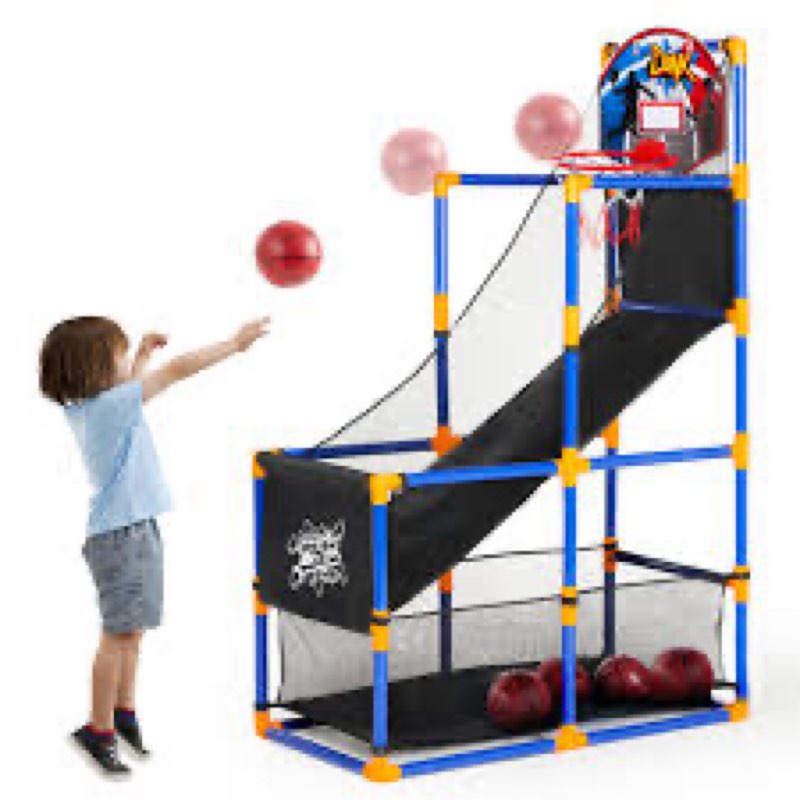 JOYIN Arcade Basketball Game Set with 4 Balls and Hoop for Kids 3 to 12 Years Old Indoor Outdoor Spo