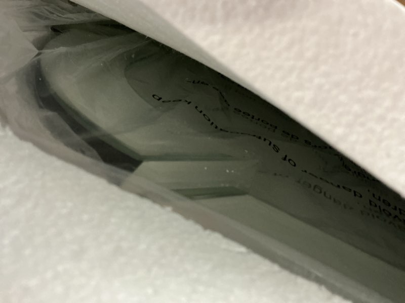 Condition photo showing Good Condition for Chende Large Full Length Mirror, 59''x30'' Frameless Beveled Mirrors for Bathroom Vanity, Modern Decorative Mirror with Scalloped Glass Frame for Living Room, Dining Room, Entryway 59"L x 30"W