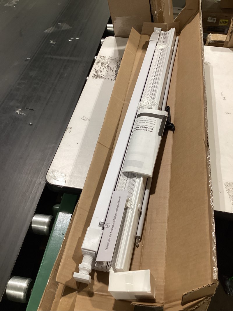 Condition photo showing Good Condition for lazblinds no tools no drill 1" vinyl mini blinds, cordless blinds for windows, light filtering horizontal window blinds & shades, 35" w x 64" h, white cordless-white 35" w x 64" h