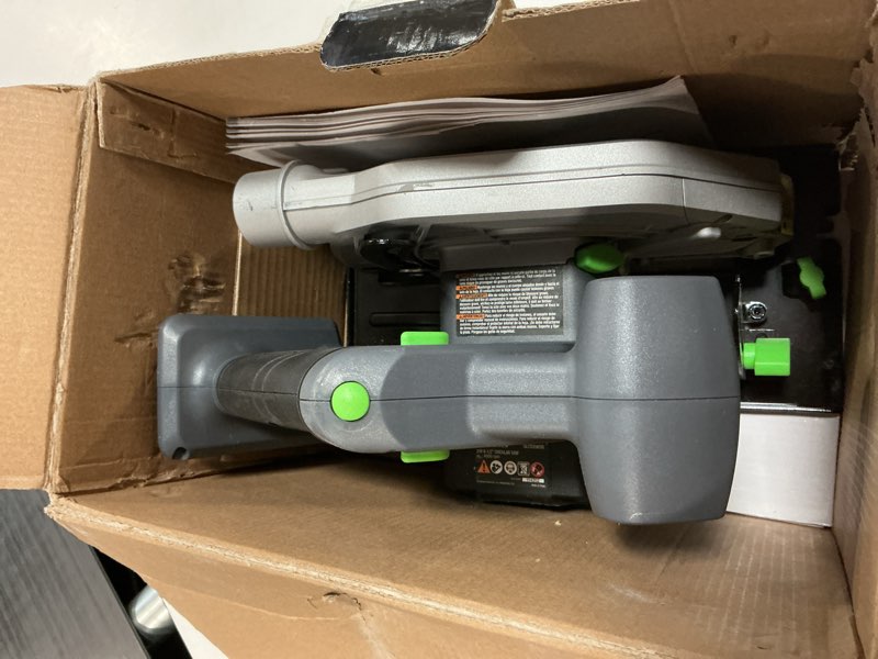 Condition photo showing As Is for Genesis G20MAX 20V Circular Saw Cordless 6-1/2 inch with Laser & LED Light, Includes 24TCT thin-kerf blade, 2.0Ah Battery and Charger(GLCS2065B) 20V 6-1/2 Cordless Circular Saw