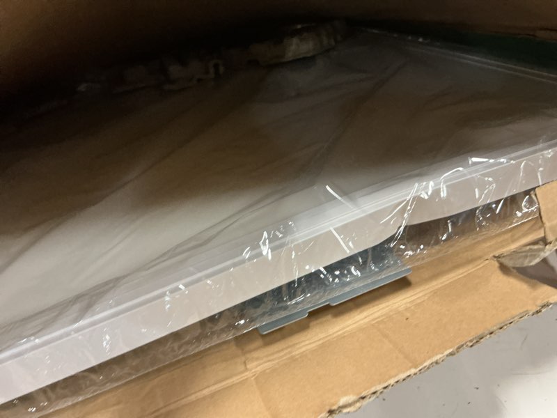 Condition photo showing As Is for lithonia lighting cpanl 2x2 led flat panel light, 2 ft. by 2 ft. led light panel, ceiling lighting fixture, 3300 lumens, 3500k/4000k/5000k switchable cct, includes direct ceiling mount bracket, white 2-foot x 2-foot 3300 lumens switchable white