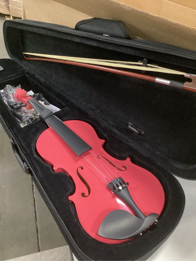 Condition photo showing Good Condition for Vangoa Acoustic Violin for Beginners, 3/4 Acoustic Violin Fiddle for Teens Students Beginners Violin Starter Kit with Hard Case, Rosin, Shoulder Rest, Bow, Extra Strings,Pink