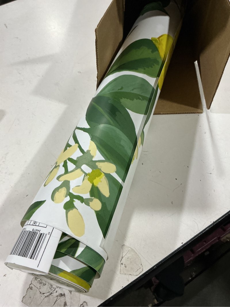 Condition photo showing Good Condition for roommates rmk11655wp lemon zest yellow and white peel and stick wallpaper