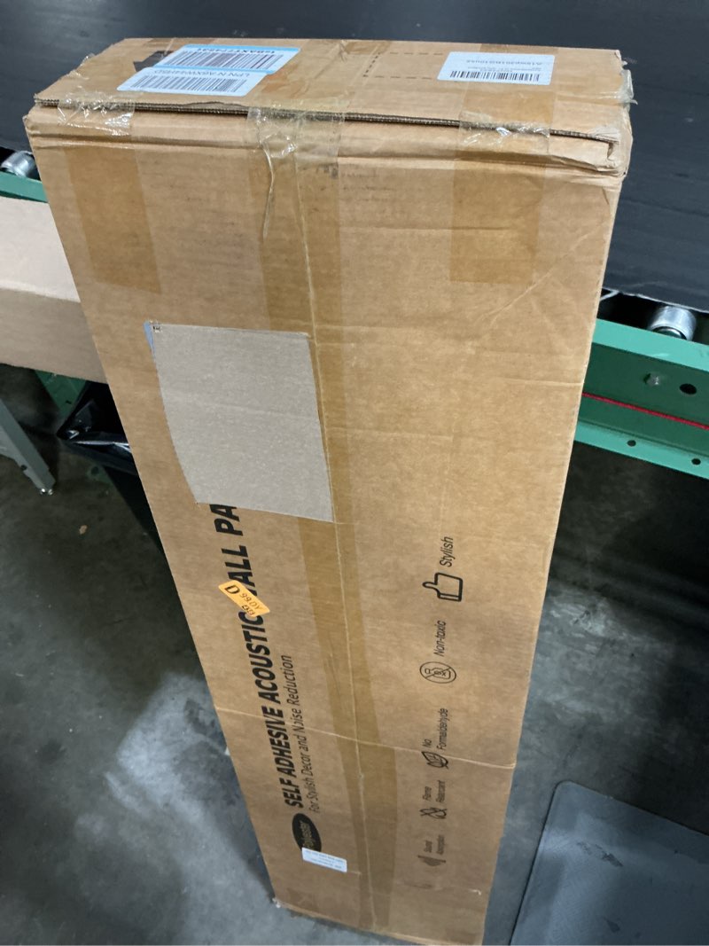 Condition photo showing New/Like New for art3dwallpanels 10 pack acoustic panels, 48" x 12" x 0.43" soundproof wall panels, self adhesive high density sound absorbing acoustic treatment for recording studio, office, grey and black 10 pack 12''x48'' grey and black