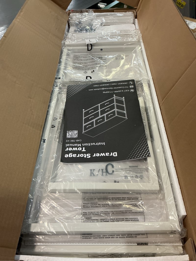 Condition photo showing New/Like New for OLIXIS Dresser for Bedroom, 7 Storage Drawers, Wide Fabric Closet Chests Organizer Tower Furniture, TV Stand with Wooden Top Metal Frame for Clothes, Living Room, Hallway, Entryway, Classic White White 11.8"D x 39.4"W x 30"H (7 Drawers)