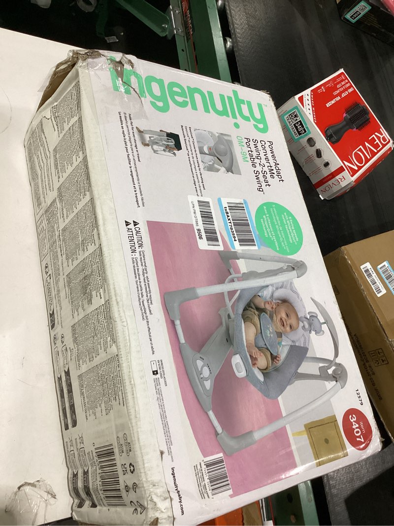 Condition photo showing New/Like New for ingenuity convertme 2-in-1 compact portable automatic baby swing & infant seat, battery-saving vibrations, nature sounds, 0-9 months 6-20 lbs (swell)