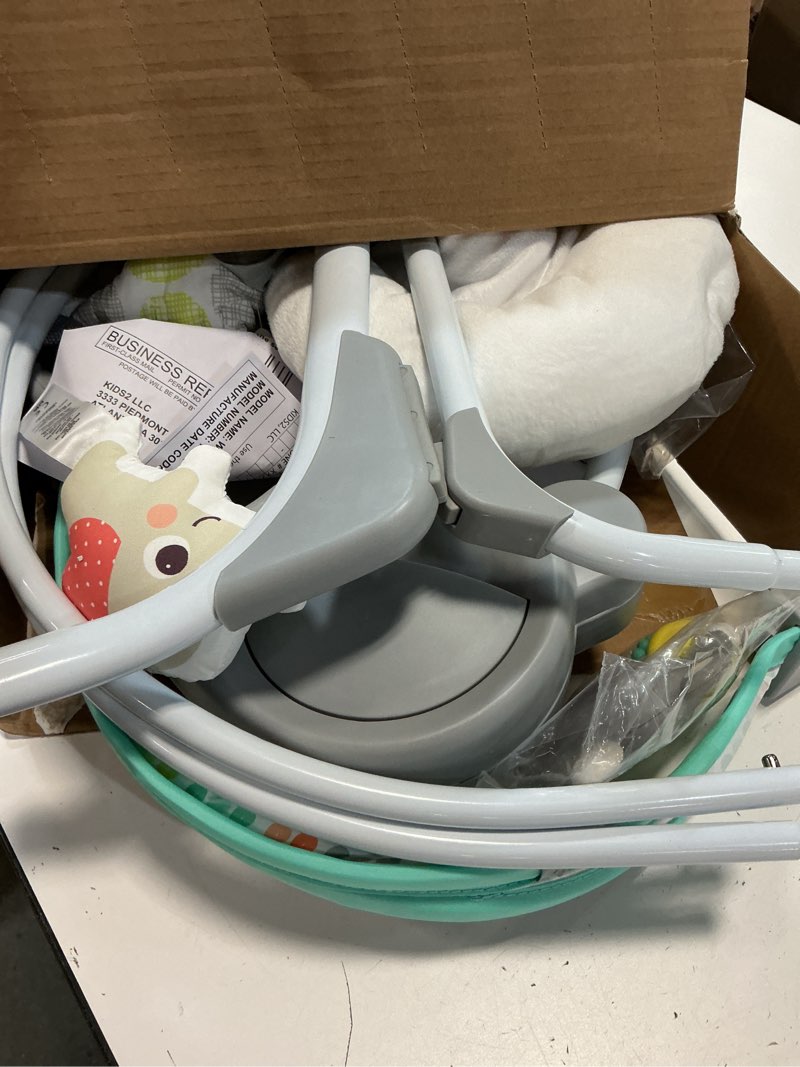 Condition photo showing Good Condition for bright starts portable automatic 6-speed baby swing with adaptable speed, taggies, music, removable-toy-bar, 0-9 months 6-20 lbs (whimsical wild)