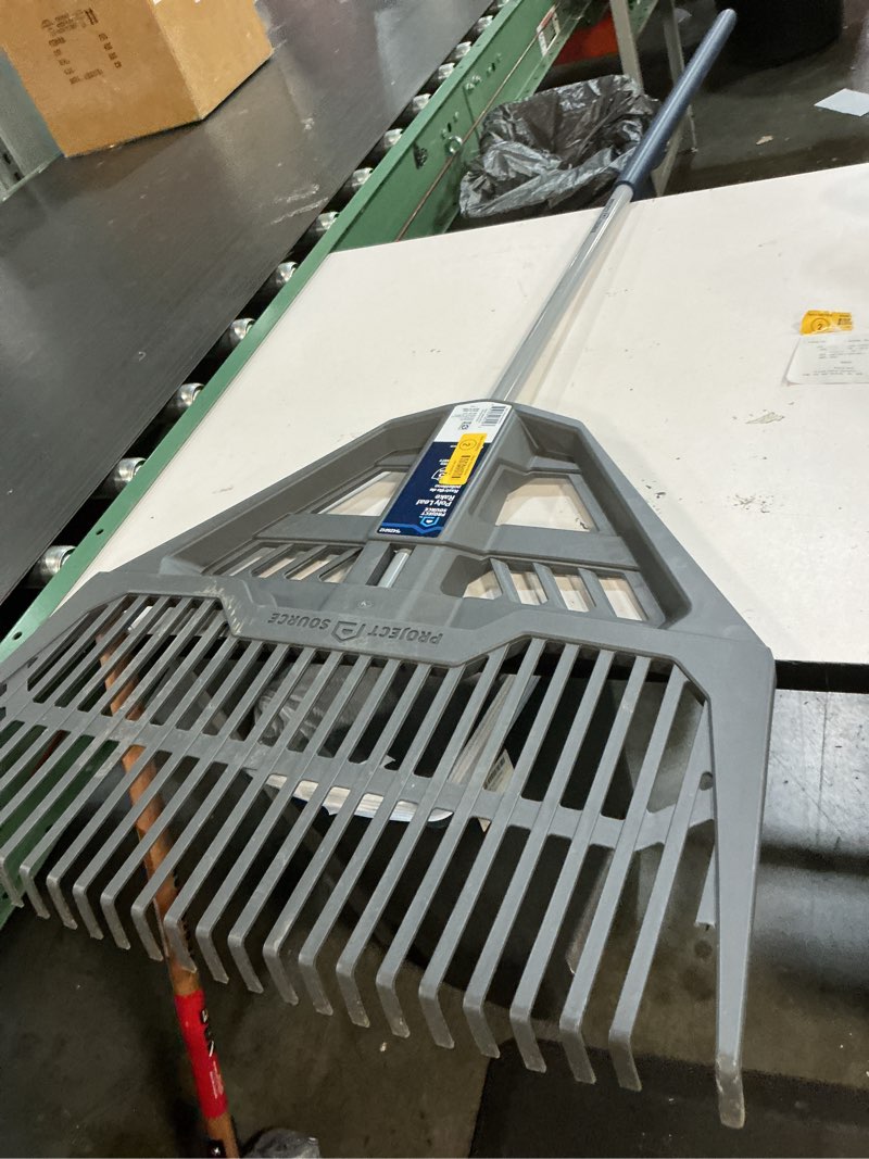 Condition photo showing As Is for project source 26-in plastic leaf rake with steel handle