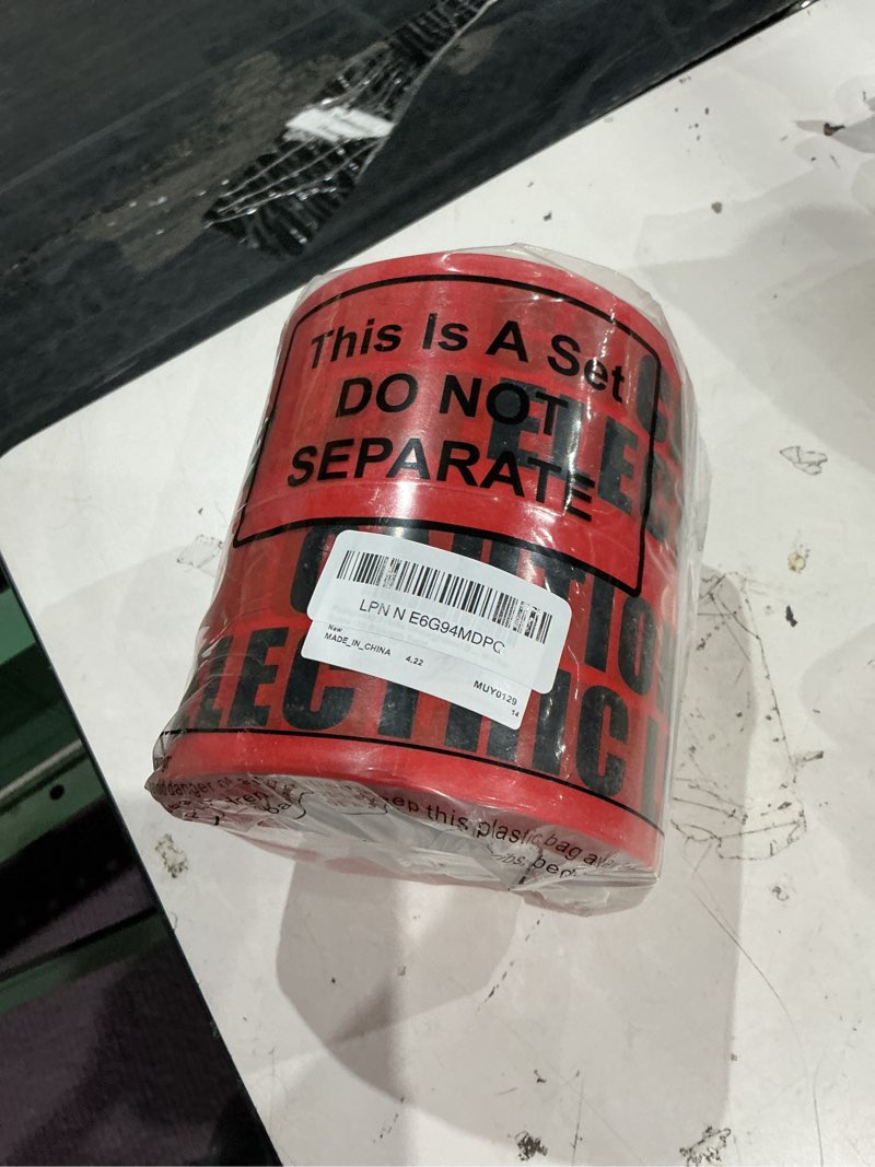 Condition photo showing New/Like New for 2 rolls underground buried electrical line caution tape 3 inch width red warning tape non-detectable safety tape printed with caution buried electrical line below,600 ft length total