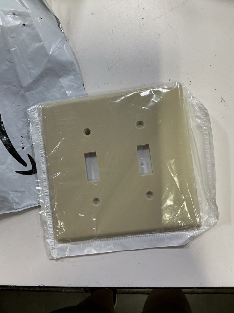 Condition photo showing Good Condition for leviton 2-gang toggle device switch wallplate, midway size, 80509-i, ivory 1 count (pack of 1) ivory