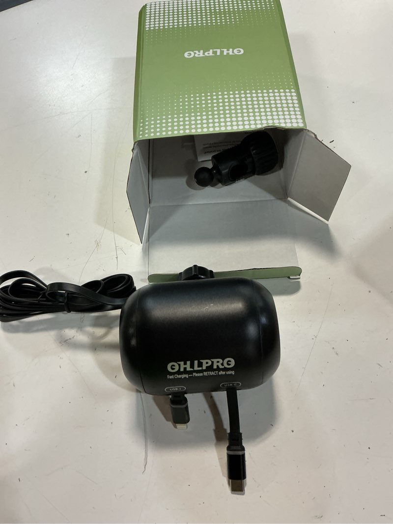 Condition photo showing Good Condition for ohlpro 2 in 1 backseat car charging station box, 45w fast charge multi retractable car charger for uber chargers for passengers, for iphone/samsung and tablets - headrest bars car