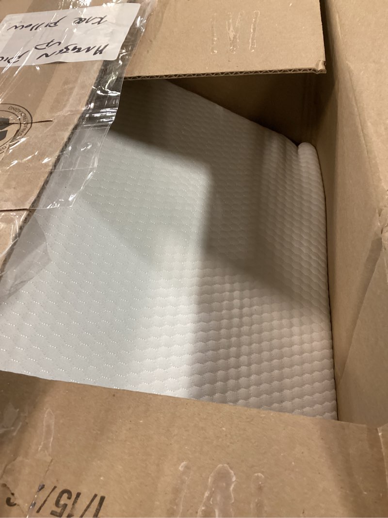 Condition photo showing Good Condition for bedluxe knee pillow for back sleeping, leg pillow knee wedge pillow, memory foam wedge pillows for legs post surgery, triangle pillow for knee support, leg elevation, knees hip back pain relief, white 23.6*18.9*7.9 inch white/grey