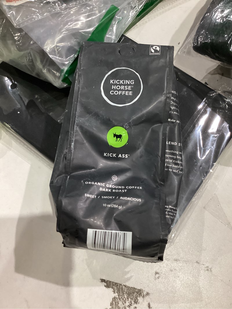 Condition photo showing New/Like New for Kicking Horse Coffee, Kick Ass, Dark Roast, Ground, 10 Oz - Certified Organic, Fairtrade, Kosher Coffee Kick Ass - Dark Roast Coffee