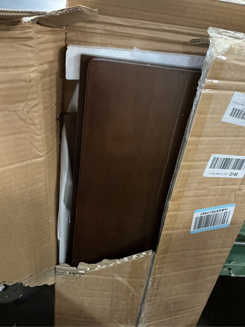 Condition photo showing As Is for Maydear Bamboo Ladder Shelf Bookcase, 5-Tier Leaning Bookshelf Free Standing Organizer Storage Shelves for Living Room, Bedroom, Kitchen, Home Office, Balcony, Walnut 5 Tier Walnut