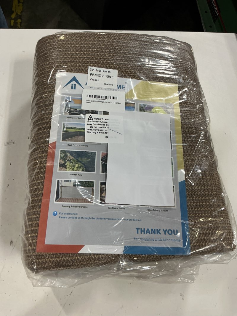 Condition photo showing New/Like New for alion home outdoor pergola sun shade cover cloth patio canopy hdpe permeable with grommets (10' x 14', walnut) 10' x 14' walnut