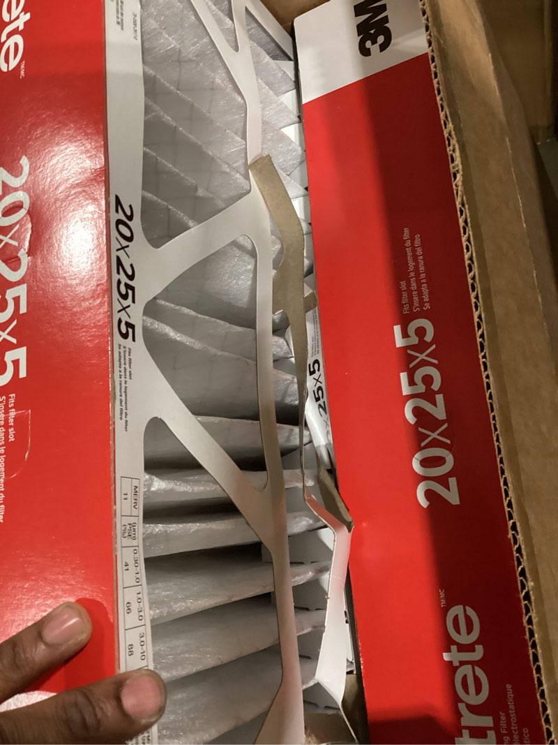Condition photo showing Good Condition for filtrete 20x25x5 air filter merv 11, mpr 1000 micro allergen defense 2-pack, fits lennox, ac furnace hvac filters for home, pleated electrostatic (actual size 19.63 x 24.75 x 4.31 in)
