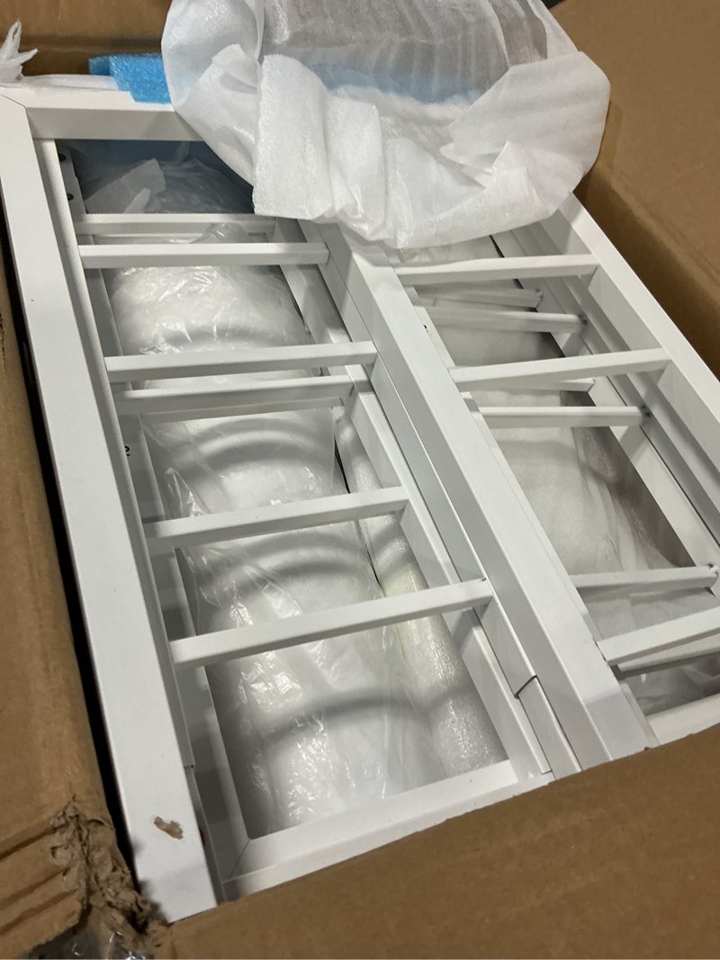 Condition photo showing As Is for PROLEE Flower Display Stand with 12 Buckets, Flower Cart 3 Layers, Flower Stand Metal with Wheels, Moving Florist Bouquet Shelf, Triangular Rack, White