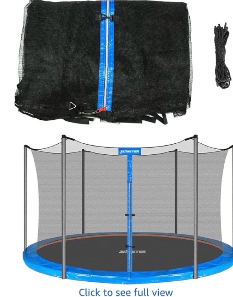 trampoline replacement safety enclosure net for 6 straight poles round frame trampolines, breathable and weather-resistant trampoline net with adjustable straps (net only)