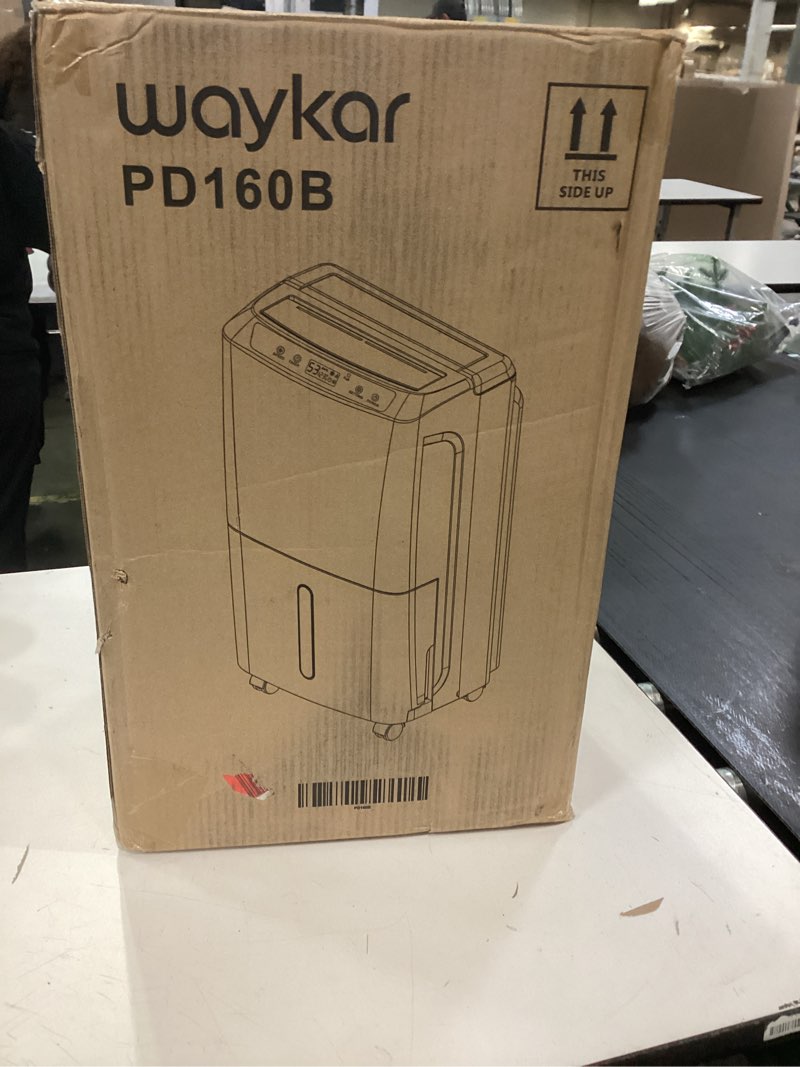 Condition photo showing As Is for Waykar 2000 Sq. Ft Dehumidifier for Home and Basements, with Auto or Manual Drainage, 0.66 Gallon Water Tank Capacity 34 Pints 2000 Sq. Ft