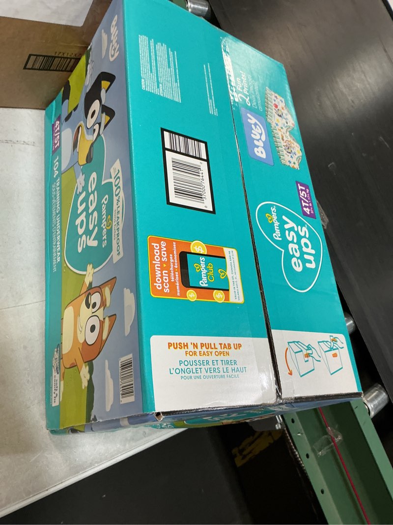 Condition photo showing New/Like New for Pampers Training Pants - Easy Ups Boys & Girls Bluey - Size 4T-5T, 104 Count, Children's Potty Underwear (Packaging May Vary) 4T-5T 104