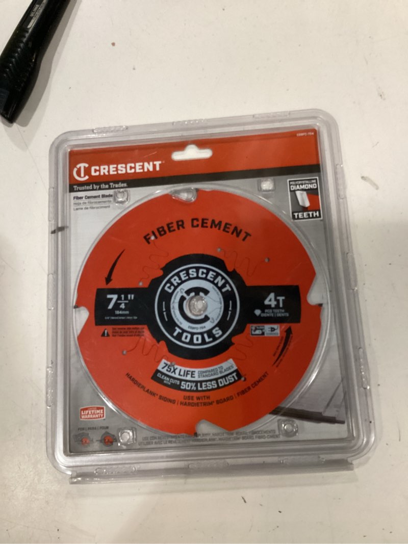 Condition photo showing New/Like New for crescent circular saw blade 7 1/4in x 4 tooth fiber cement