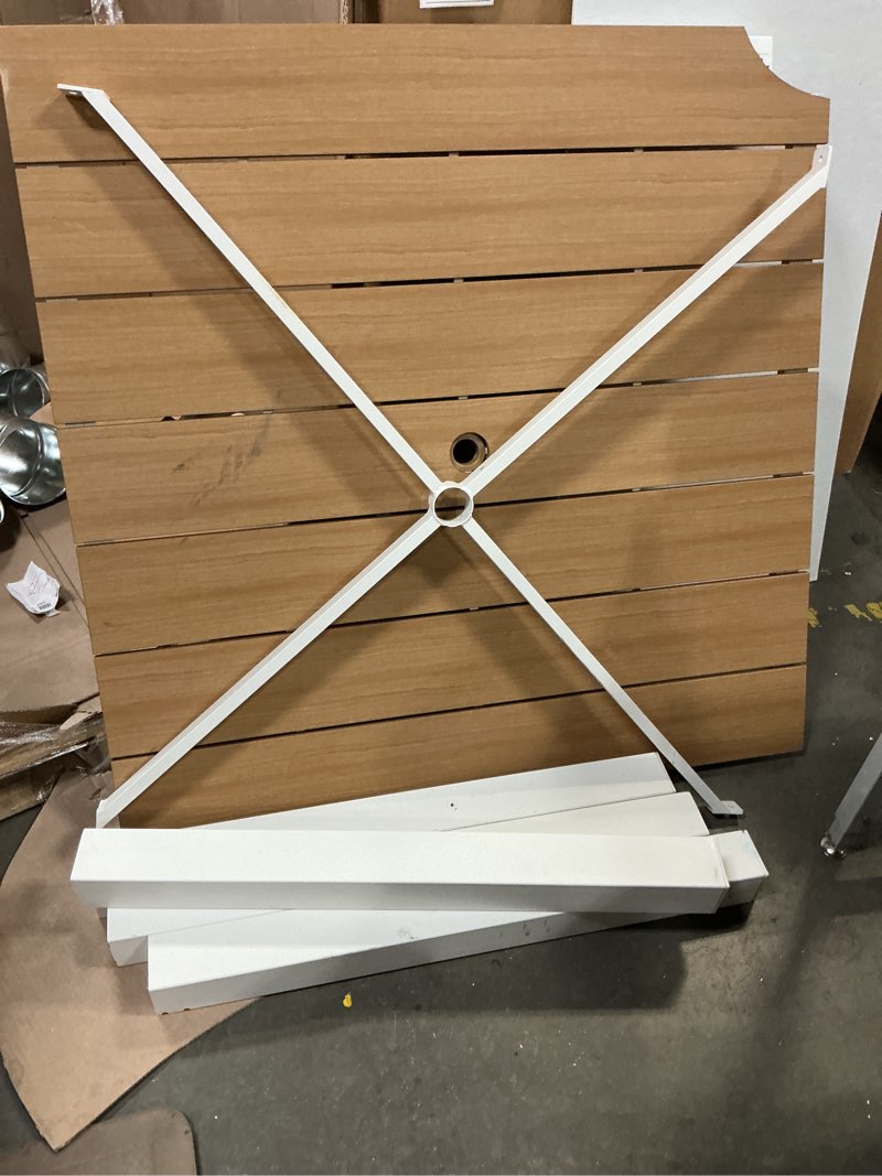 Condition photo showing As Is for Outdoor Table Wood Teak Aluminum Natural White, 163 Cm