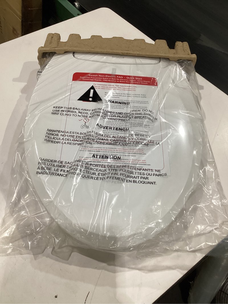 Condition photo showing New/Like New for brondell bidet toilet seat non-electric swash ecoseat, fits elongated toilets, white - dual nozzle system, ambient water temperature - bidet with easy installation