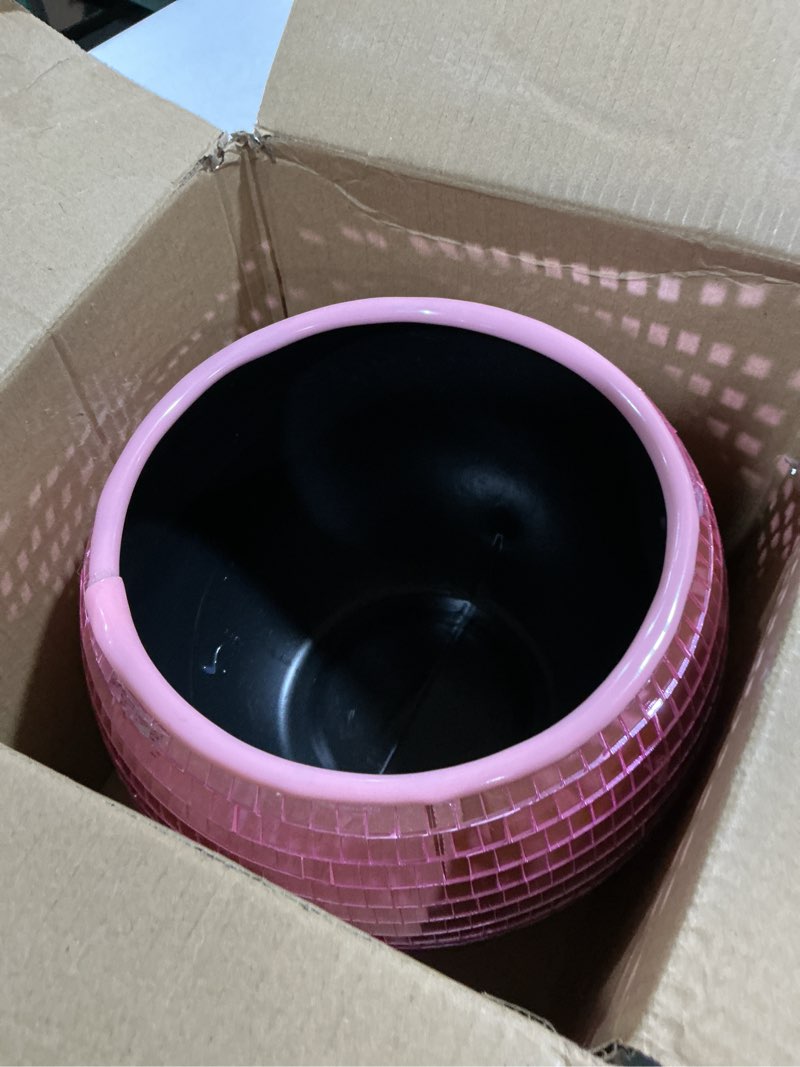 Condition photo showing Good Condition for npw pink disco ball ice bucket – mirrored cocktail & champagne ice bucket for parties, girls’ night & bachelorette