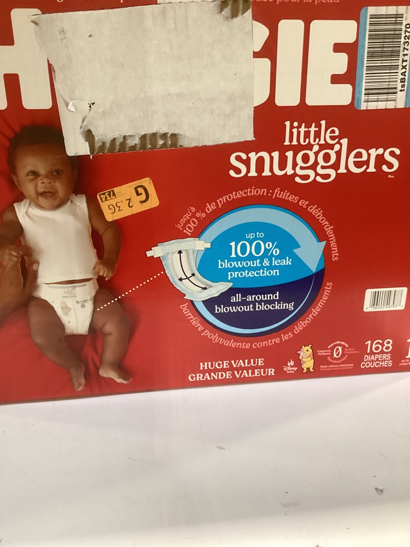 Condition photo showing New/Like New for huggies little snugglers diapers - size 1 - 168ct