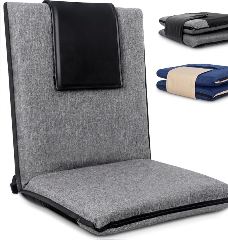   japanese floor chair with back support - premium floor seating for adults & kids - meditation cushion w/adjustable fully folding backrest & premium linen washable cover - easy clean nylon bottom