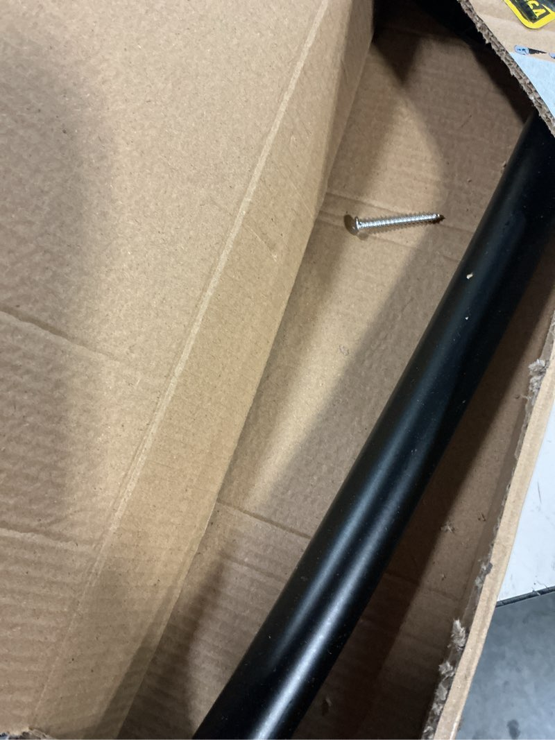 Condition photo showing As Is for bonpally curved shower curtain rod for bathroom, 40-72 inches adjustable curved shower rod, 0.9mm round shower curtain rod with rotating brackets for extra shower space, need to drill, black