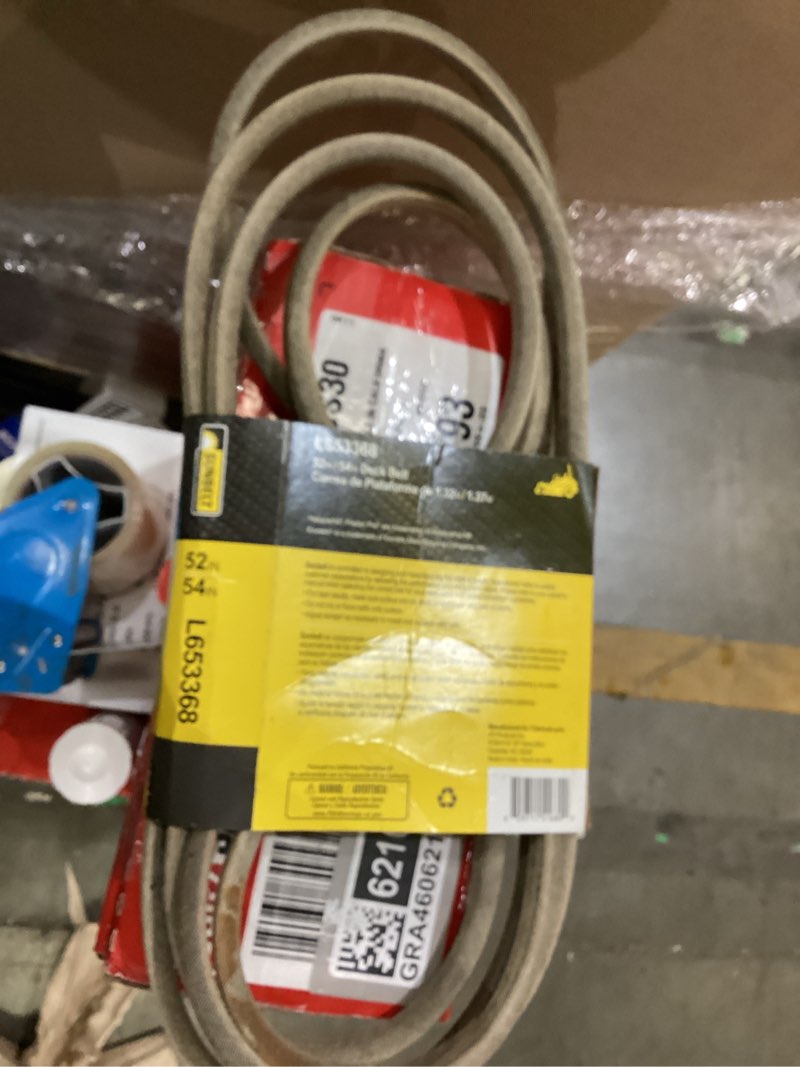 Condition photo showing As Is for sunbelt 1/2-in x 101.5-in deck belt, for 42-in riding mower/tractors, replaces oem part number 429636, 21547238, 532429636