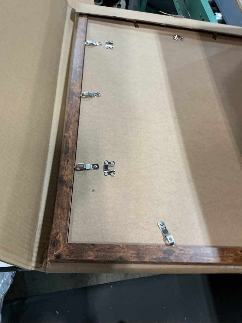 Condition photo showing As Is for 22x28 Frame, Rustic Brown Wood Style - Display Posters 18 x 24 with Mat or 22x28 without Mat, Wall Mounting Horizontal and Vertical, 1 Pack Rustic Brown 22X28 in