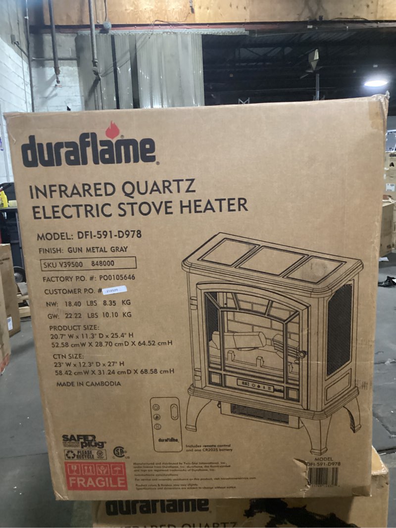 Condition photo showing Good Condition for Duraflame infrared quartz electric stove heater finish gun metal gray