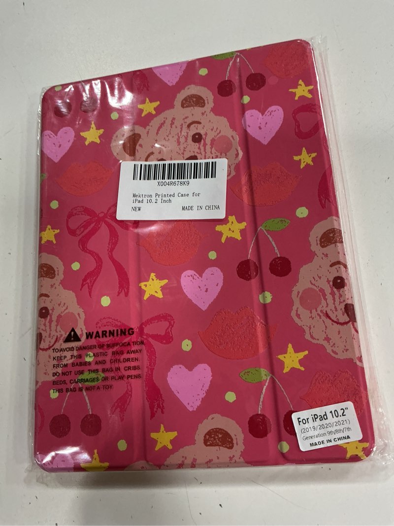 Condition photo showing New/Like New for Mektron Printed Case for iPad 10.2 Inch 2021/2020/2019, for iPad 9th/8th/10th Generation Case, Buit in Pencil Holder with Shockproof Cover Clear Shell + Trifold Stand, Blossom Sakura-pink