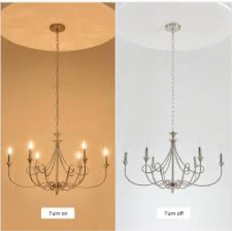 modern brushed nickel chandelier, 6-lights candle dining room light fixture 36.6in farmhouse chandeliers metal pendant lights for living room bedroom entryway kitchen island