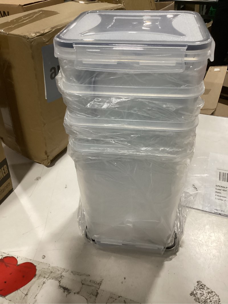 Condition photo showing Good Condition for 4 pack large airtight food storage containers with lids (5.2l / 176oz), bpa free plastic kitchen and pantry organization contianers for cereal flour and sugar storage, labels & marker