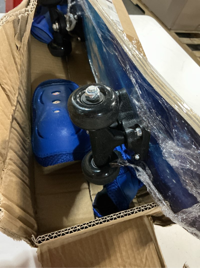 Condition photo showing Good Condition for honoson 7 pcs skateboard for toddlers beginners knee elbow pads wrist guards gear set age 6-10 kids 24 x 6" starry blue
