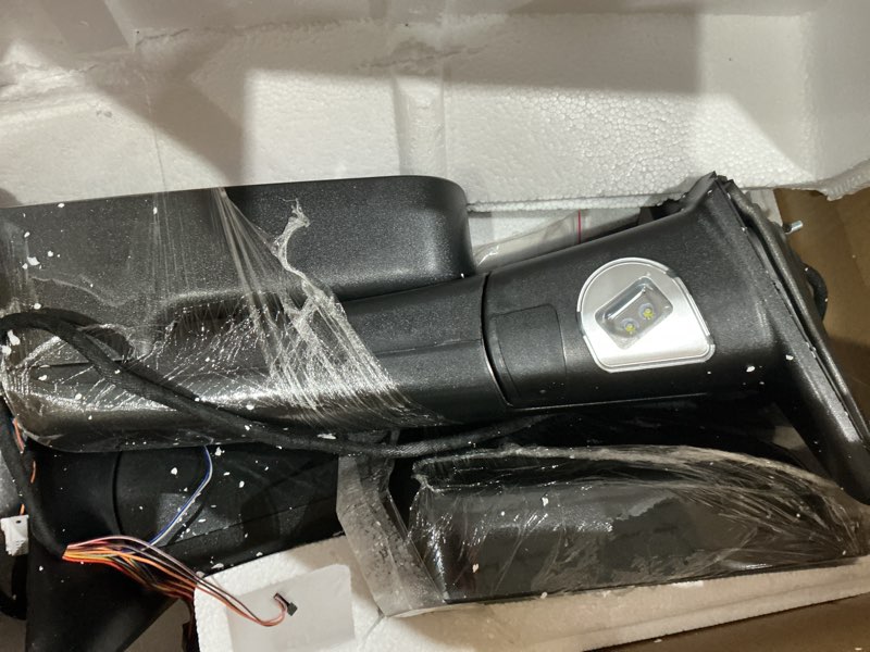 Condition photo showing As Is for left & right pair tow mirrors fit for ram 2500 3500 2019-2022 for ram 4500 5500 base 2019-2020 support power glass adjust heated with bsm with turn signal & puddle & driving light manual folding