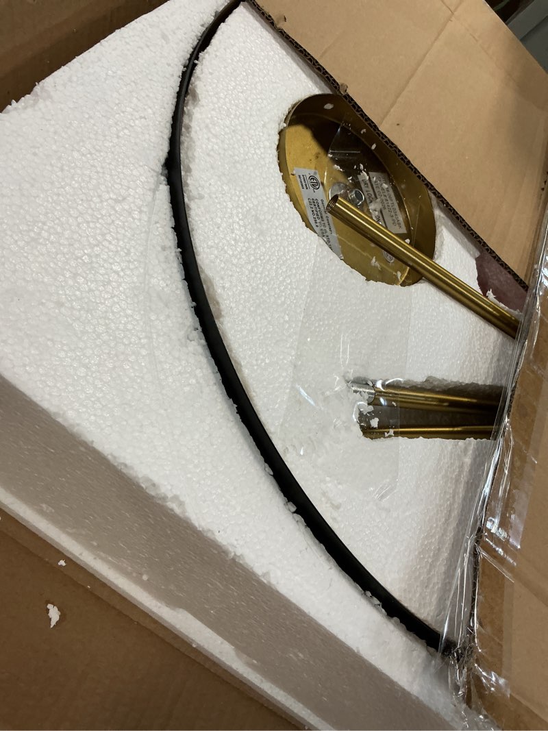 Condition photo showing Good Condition for lamqee 20 inch oversized large pendant lights, 3-lights black and gold modern dome chandelier, industrial metal pendant lighting fixture ceiling hanging for kitchen island, dining room over table, bar black and gold 19.7 inch