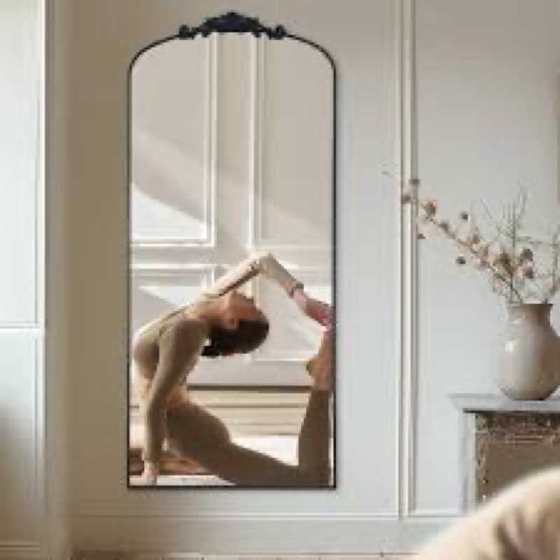 new - filigree floor mirror 71\"x30\" full length mirror freestanding with vintage ornate carved applique full body mirror hanging wall mourted mirror for living room bedroom retro home decor mirror, bronze