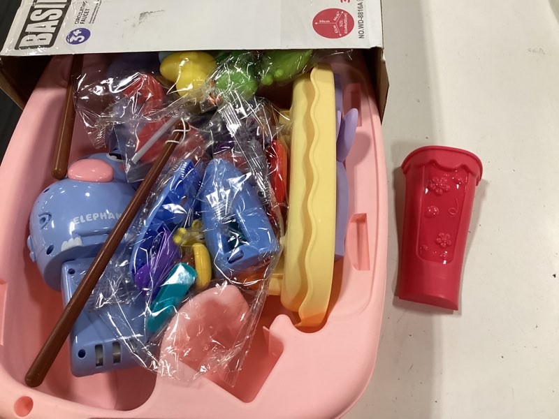 Condition photo showing Good Condition for 2027 upgraded 4-in-1 water table for toddlers 2-3, kids sensory table with electric water pump & faucet, kitchen play sink toys with food accessories, fishing toy (new pink)