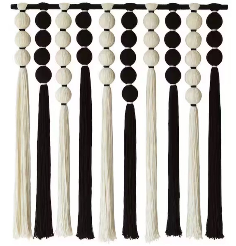 White/Black 39 in x 39 in Cotton Bohemian Tapestry