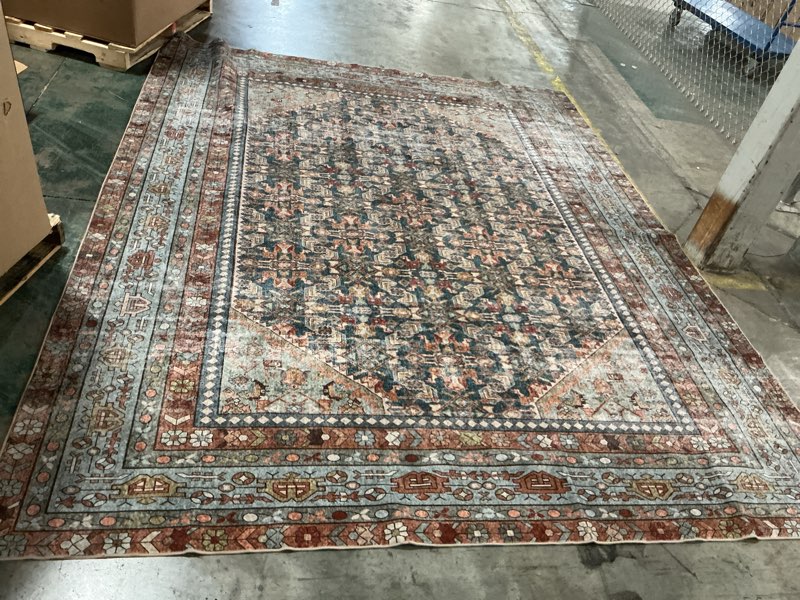   kuden 8x10 large area rug, machine washable area rug with non-slip backing, vintage style, soft, easy clean, low pile rug for living room, bedroom, dining room