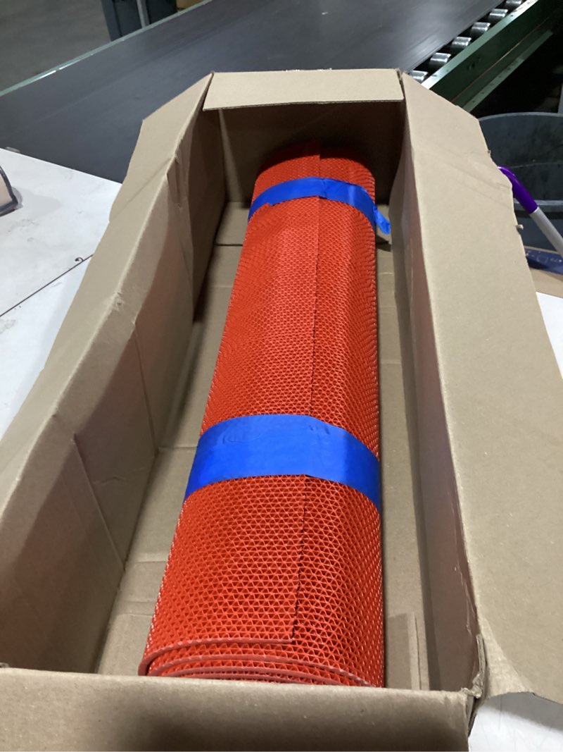 Condition photo showing As Is for pvc drainage mat - 3x10ft non-slip floor mat, 0.22in thick waterproof & durable for indoor & outdoor use - ideal for garage, basement, backyard, and commercial kitchen